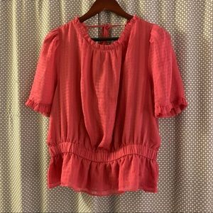 NWT Ann Taylor Pink Peplum Tie Back Blouse